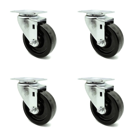 Service Caster 4 Inch Phenolic Wheel Swivel Top Plate Caster Set SCC-20S414-PHR-4